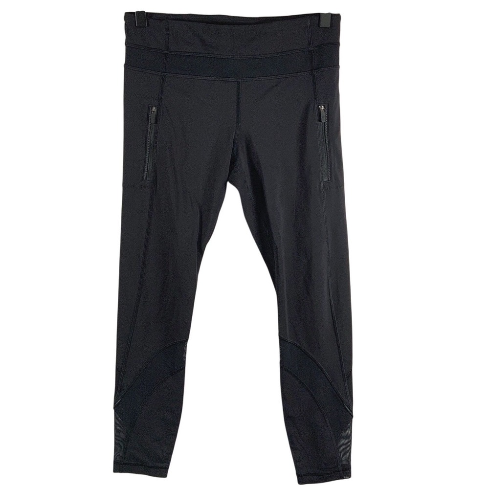 Lululemon Womens Invigorate Leggings sz 6 25" Mesh Black Activewear Athleisure - Picture 1 of 10